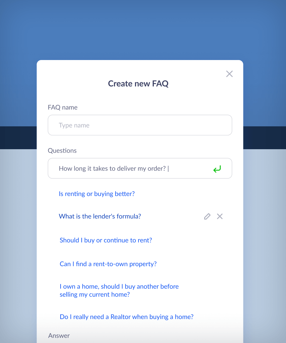 create new FAQ