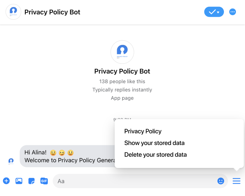 GDPR Menu Privacy Chatbot