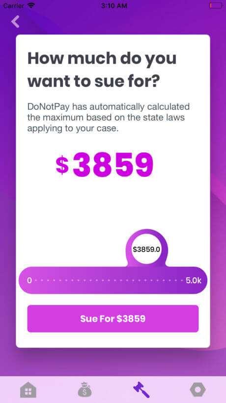 DoNotPay chatbot screenshot