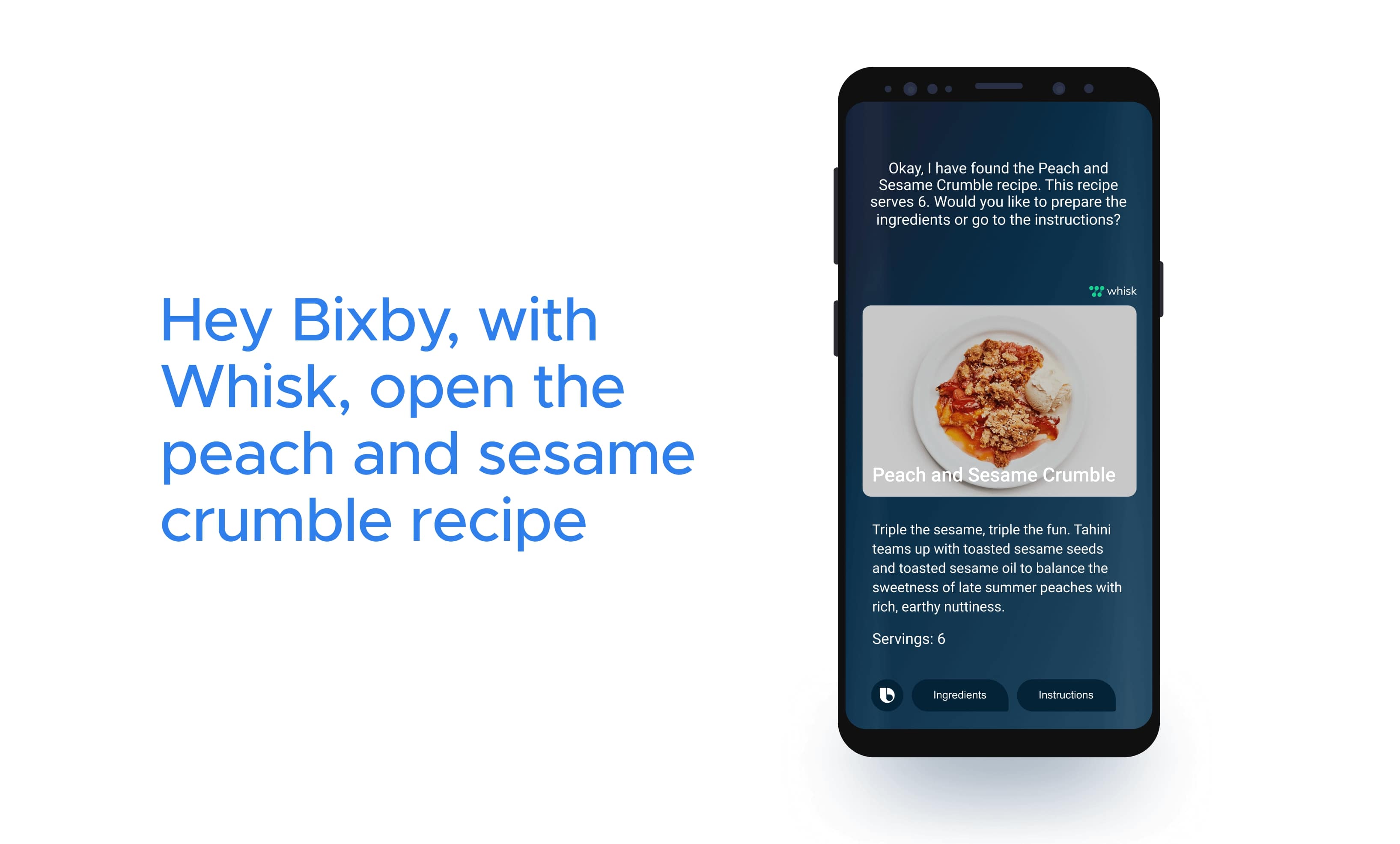 Whisk voice app with Bixby
