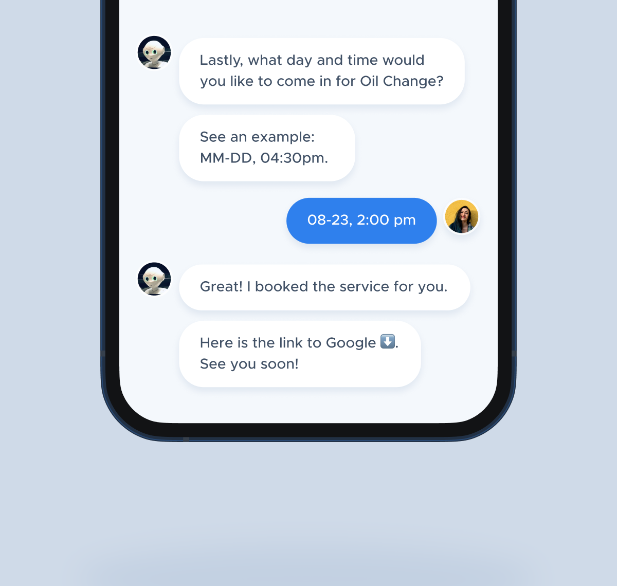 Booking appointments via chatbot