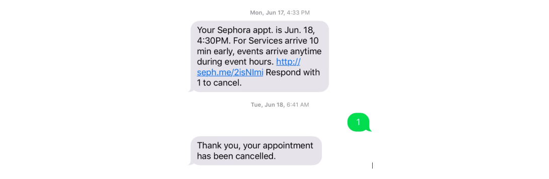 SMS appointment