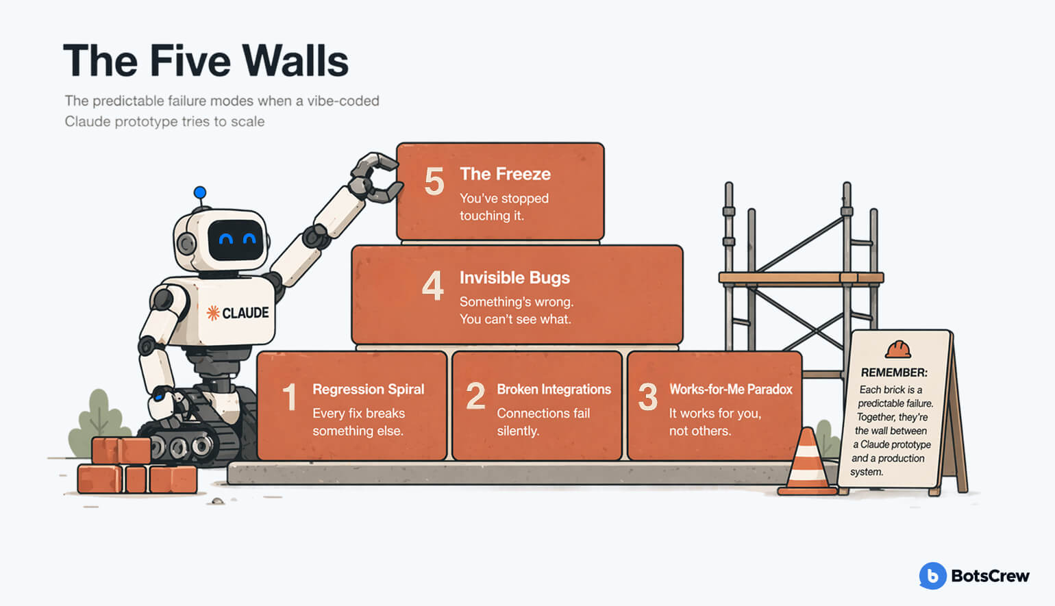 The Five Walls of Vibe-Coded AI Prototypes